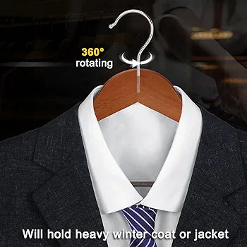 Walnut Wooden Hangers 30 Pack