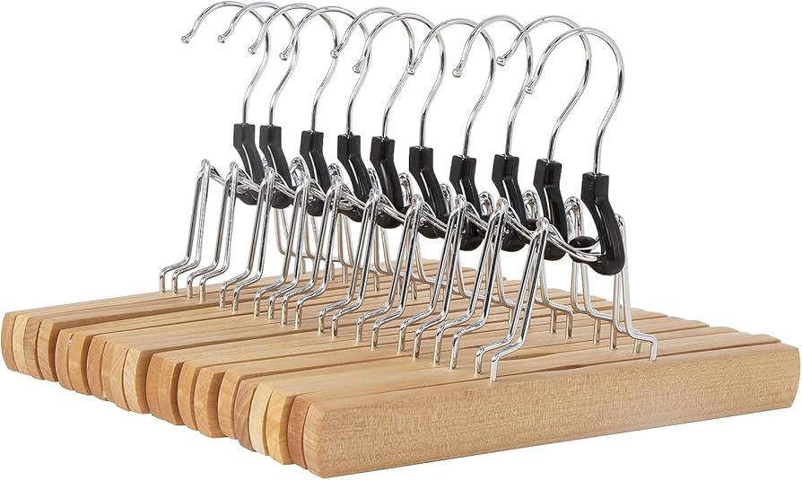 Wooden Pants Hangers Closet Organizer, Cherry, 10-Pack